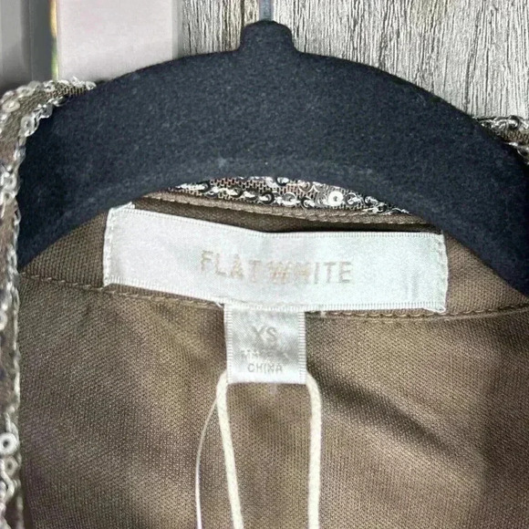 Anthropologie Flat White Sequined Top XS Button Down Holiday Party - Picture 2 of 10